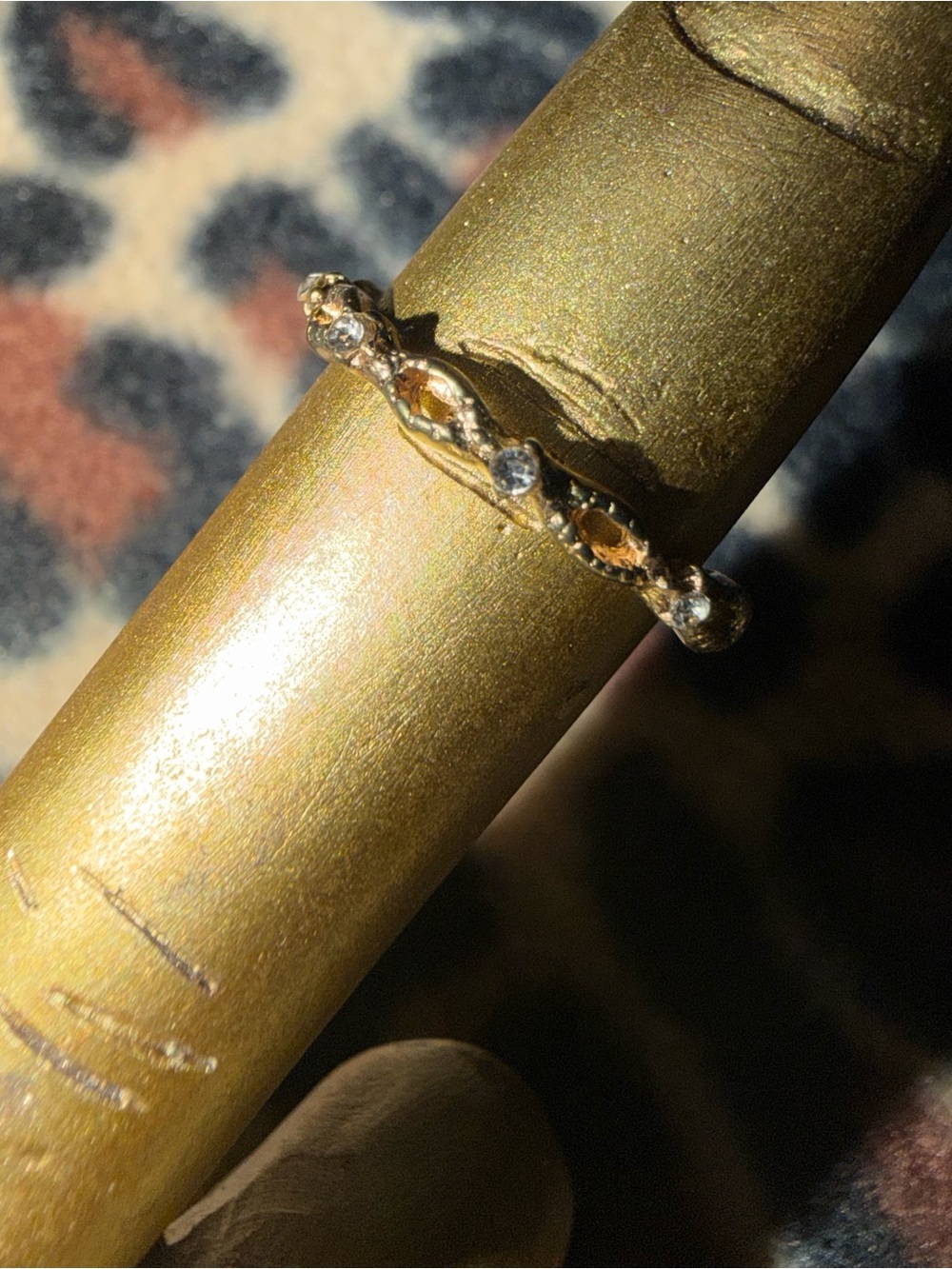 90s style gold and silver gemstone ring